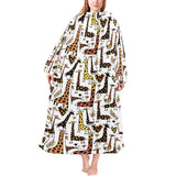 Giraffe Pattern Print Design 05 Blanket Robe with Sleeves