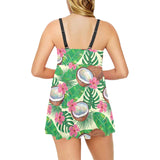 Coconut Pattern Print Design 01 Chest Sexy Pleated Two Piece Swim Dress