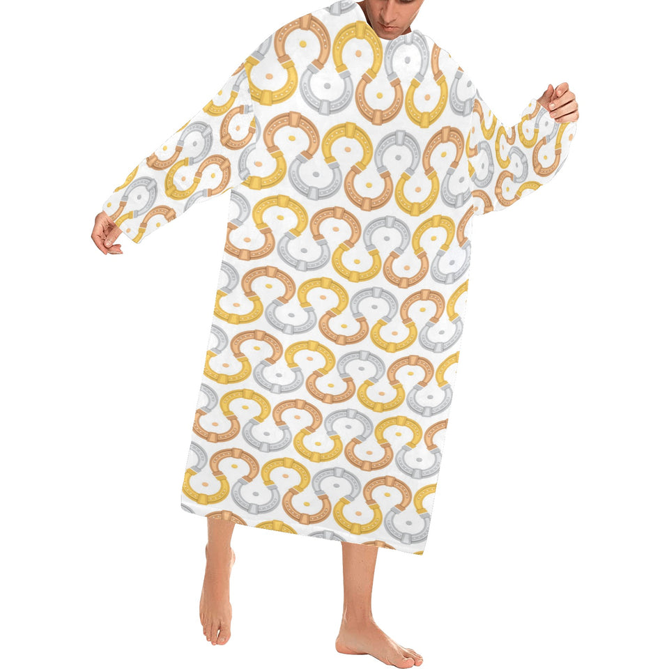 Horseshoes Pattern Print Design 03 Blanket Robe with Sleeves