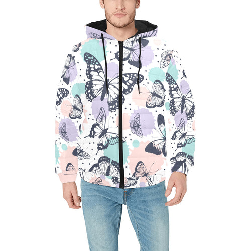 Butterfly pattern Men's Padded Hooded Jacket