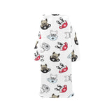 French bulldog cup paw pattern Blanket Robe with Sleeves