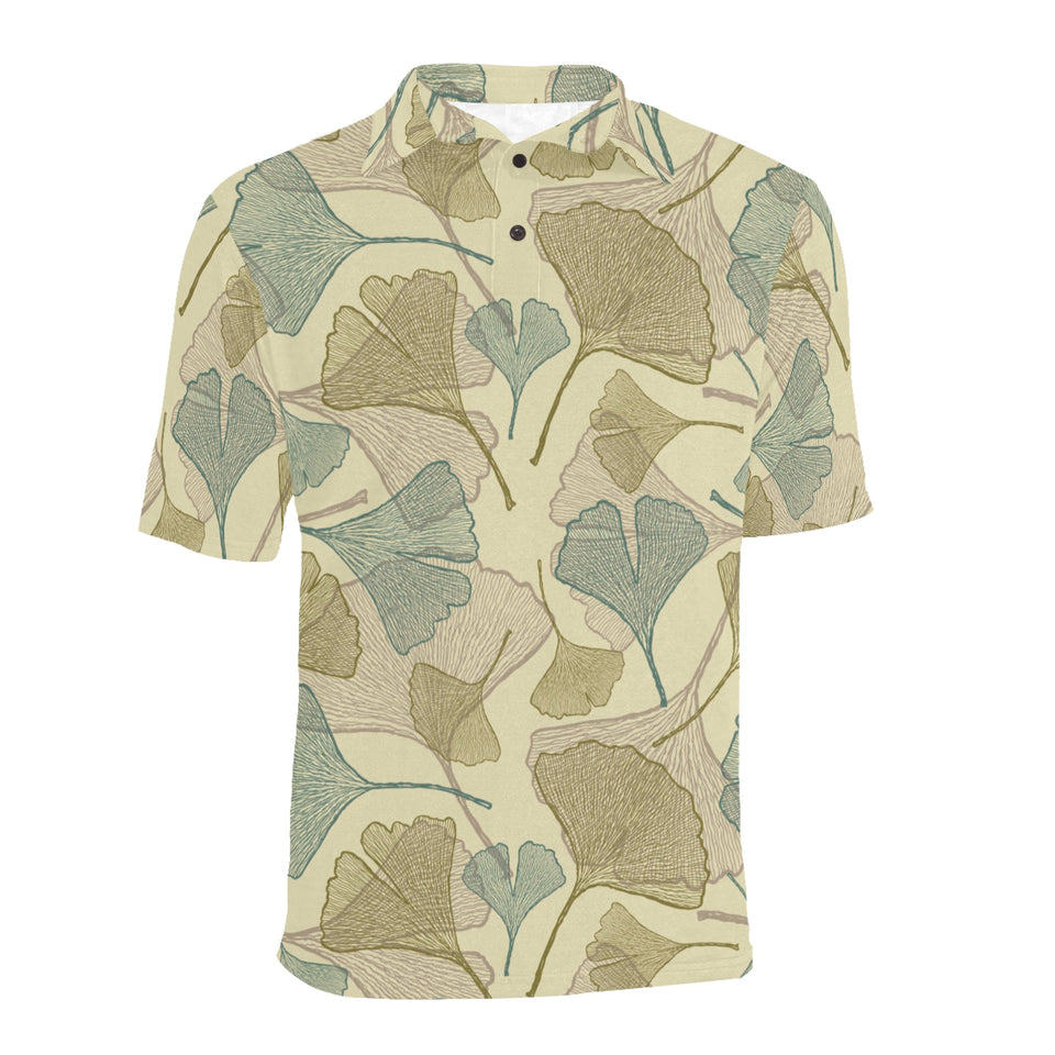 Ginkgo leaves design pattern Men's All Over Print Polo Shirt