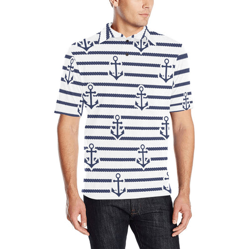Anchor rope nautical pattern Men's All Over Print Polo Shirt