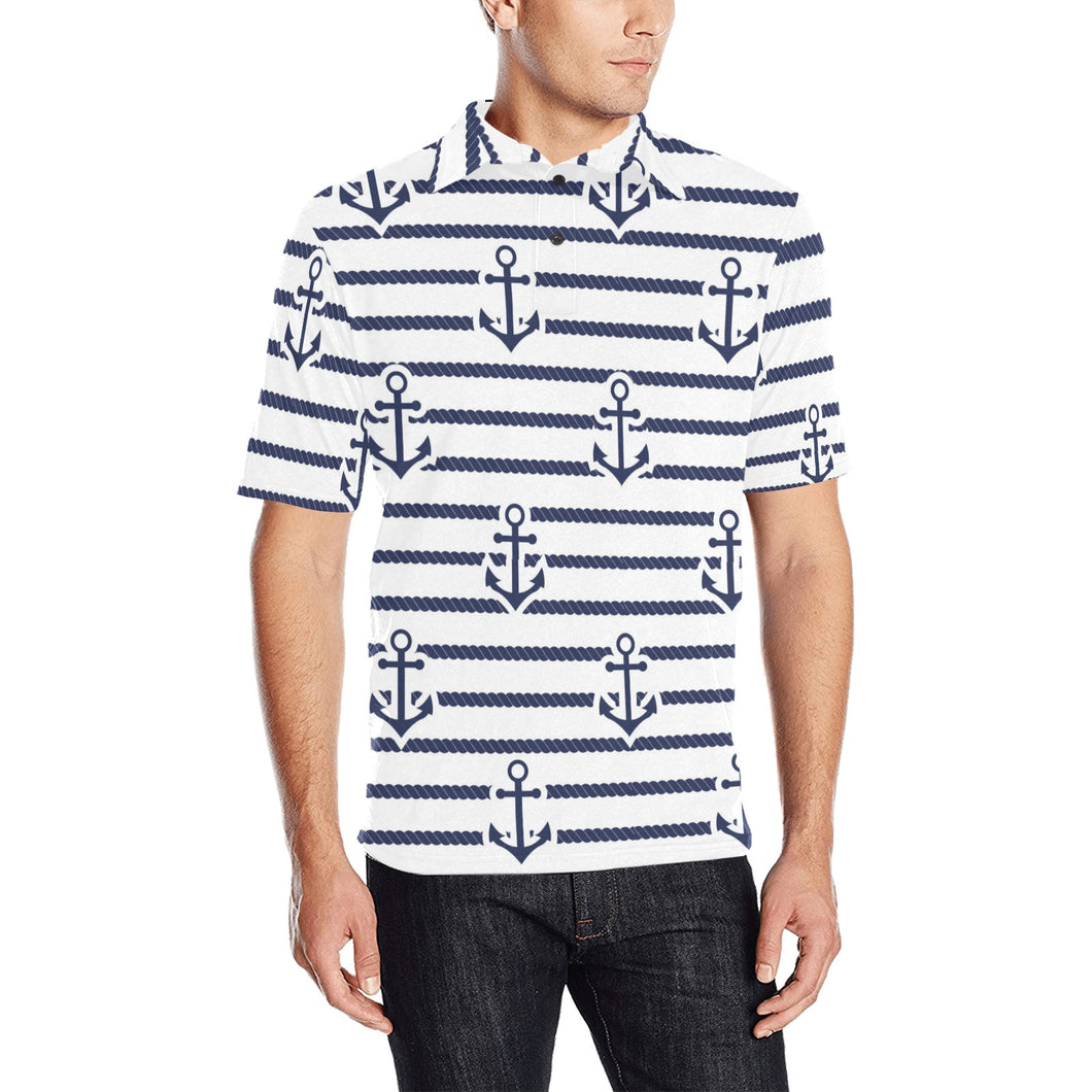 Anchor rope nautical pattern Men's All Over Print Polo Shirt
