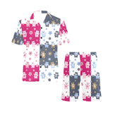 Teddy Bear Pattern Print Design 03 Men's V-Neck Short Pajama Set