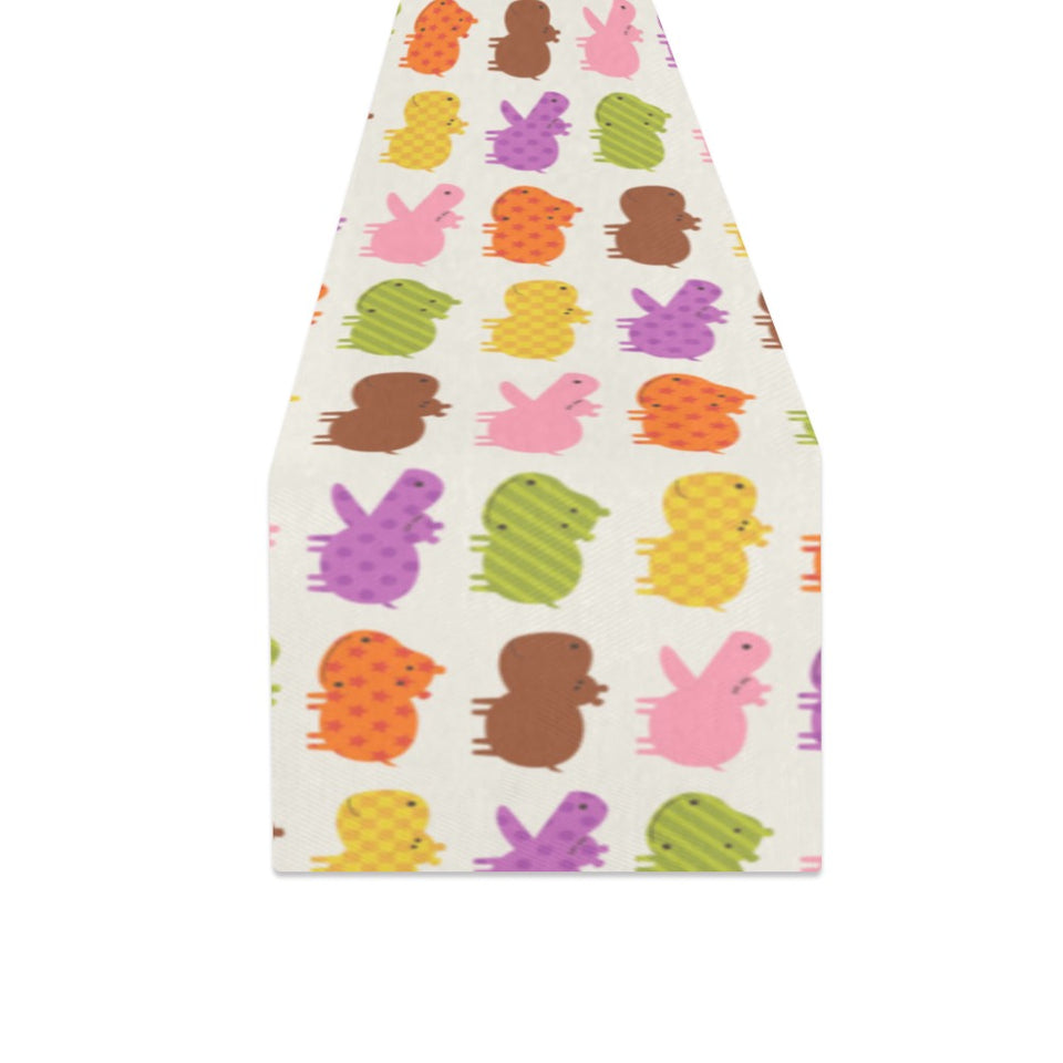 Hippopotamus Pattern Print Design 01 Table Runner