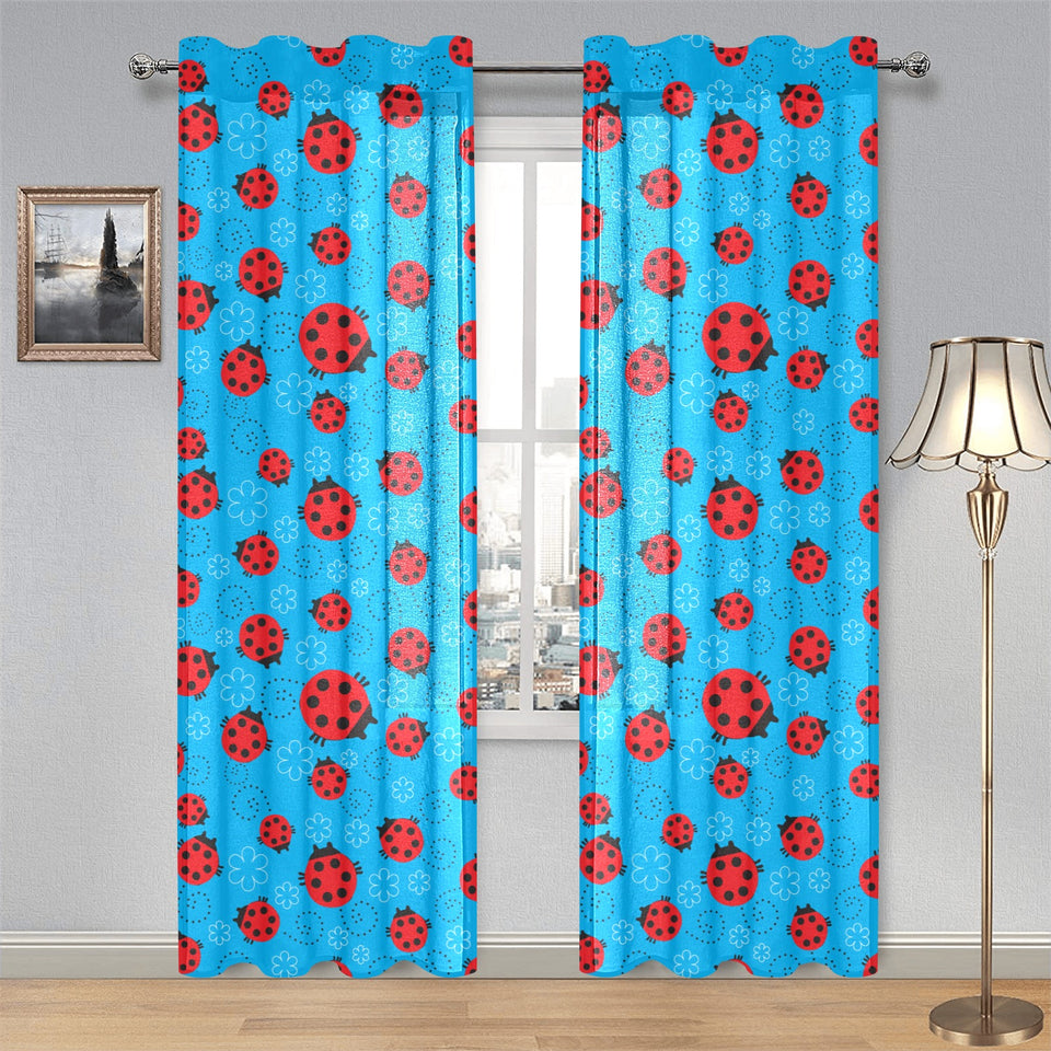 Ladybug Pattern Print Design 02 Gauze Curtain