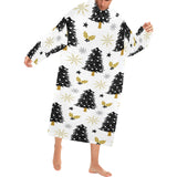 Christmas tree holly snow star pattern Blanket Robe with Sleeves