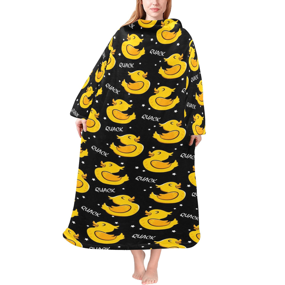 Duck Pattern Print Design 05 Blanket Robe with Sleeves