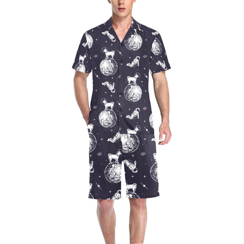 Chihuahua space helmet. astronaut pattern Men's V-Neck Short Pajama Set