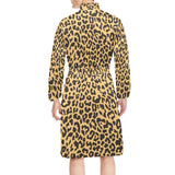 Leopard skin print Men's Long Sleeve Belted Night Robe