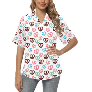 Pretzels Pattern Print Design 04 Women's All Over Print Hawaiian Shirt