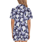 Alien Pattern Print Design 01 Women's V-Neck Short Pajama Set