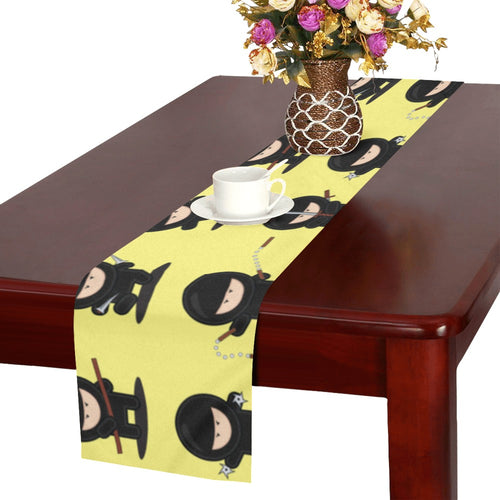 Cute ninja yellow background Table Runner