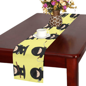 Cute ninja yellow background Table Runner