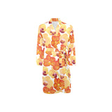 Orange yellow orchid flower pattern background Men's Long Sleeve Belted Night Robe