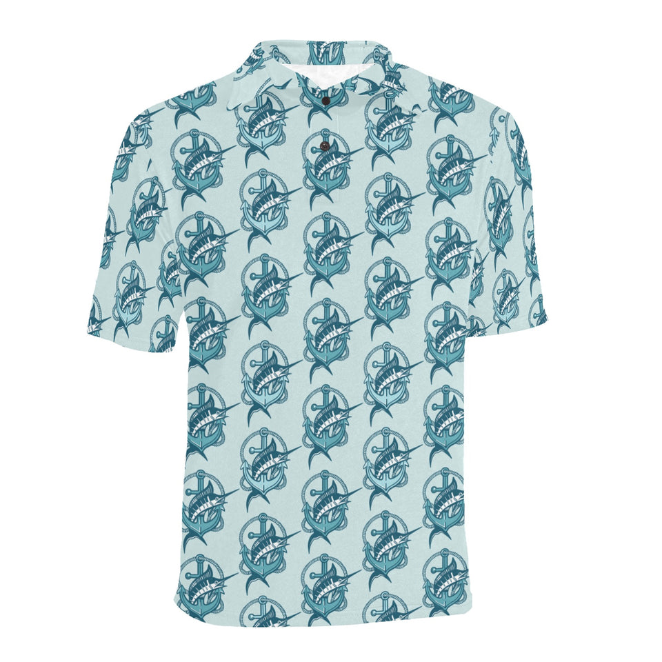 Swordfish Pattern Print Design 05 Men's All Over Print Polo Shirt