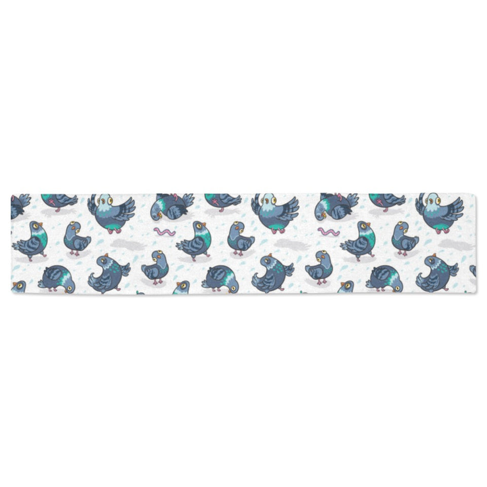 Pigeon Pattern Print Design 02 Table Runner