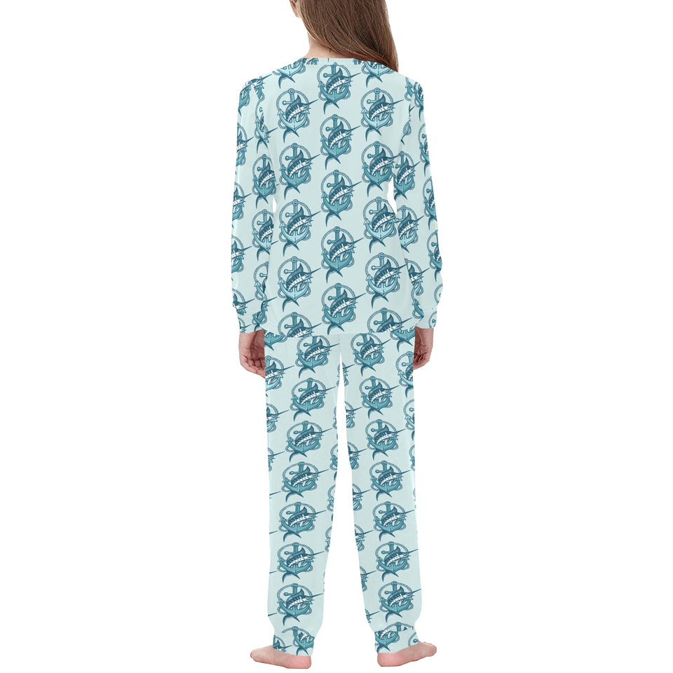 Swordfish Pattern Print Design 05 Kids' Boys' Girls' All Over Print Pajama Set