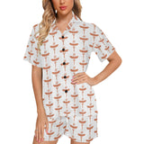 Sausage Pattern Print Design 05 Women's V-Neck Short Pajama Set