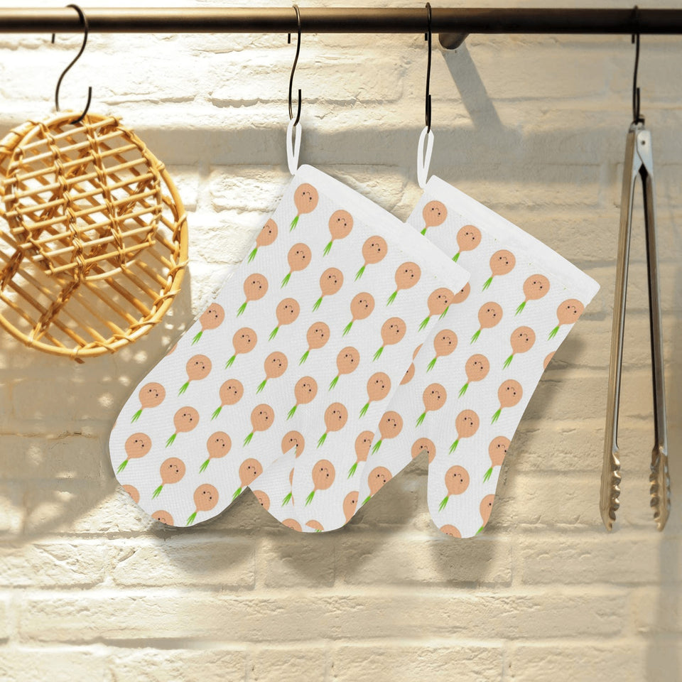 cute onions smiling faces Heat Resistant Oven Mitts