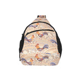 Cute rooster chicken cock floral ornament backgrou All Over Print Chest Bag