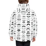 Mustache Beard Pattern Print Design 04 Kids' Boys' Girls' Padded Hooded Jacket