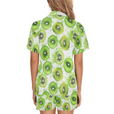 Watercolor kiwi pattern Women's V-Neck Short Pajama Set