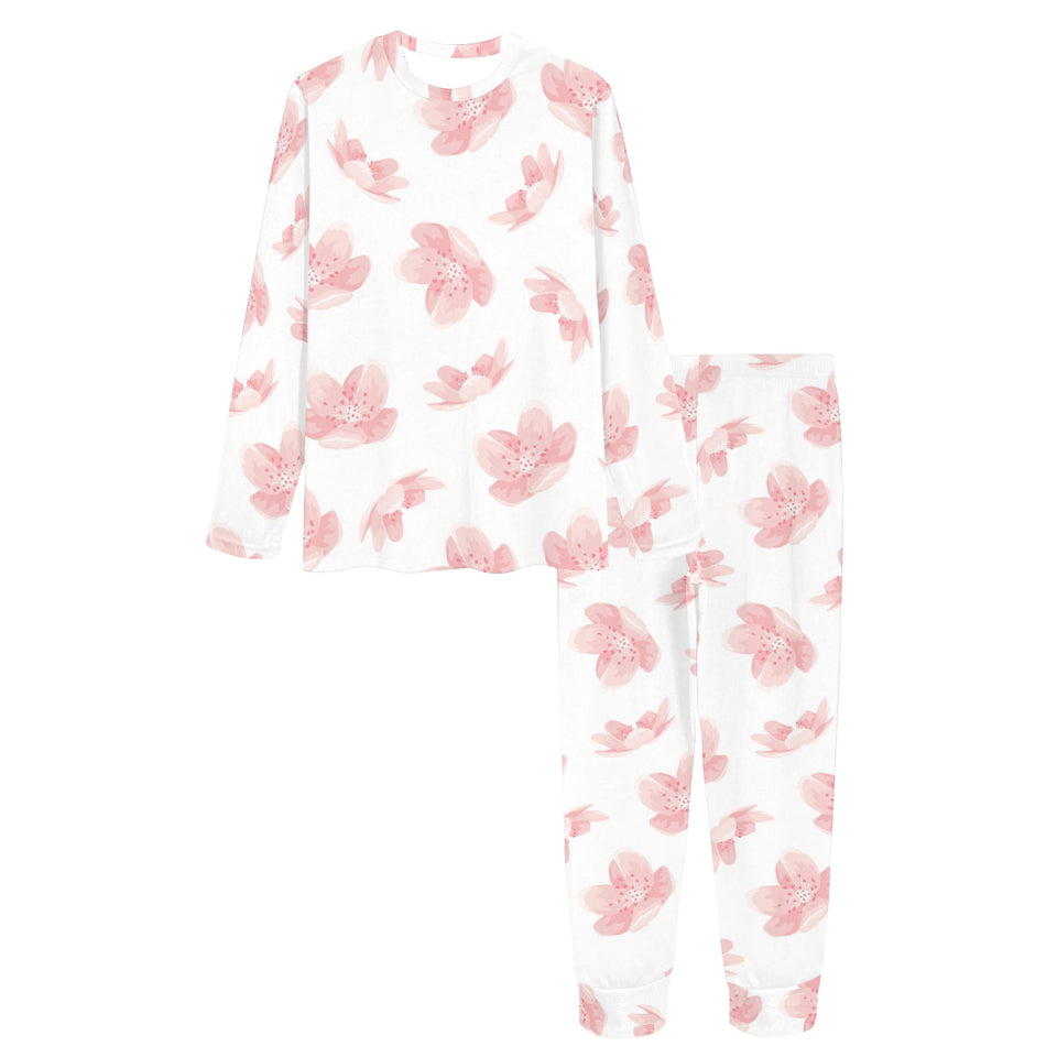 Pink sakura cherry blossom pattern Women's All Over Print Pajama Set