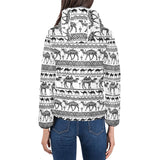 Camel polynesian tribal pattern Women's Padded Hooded Jacket