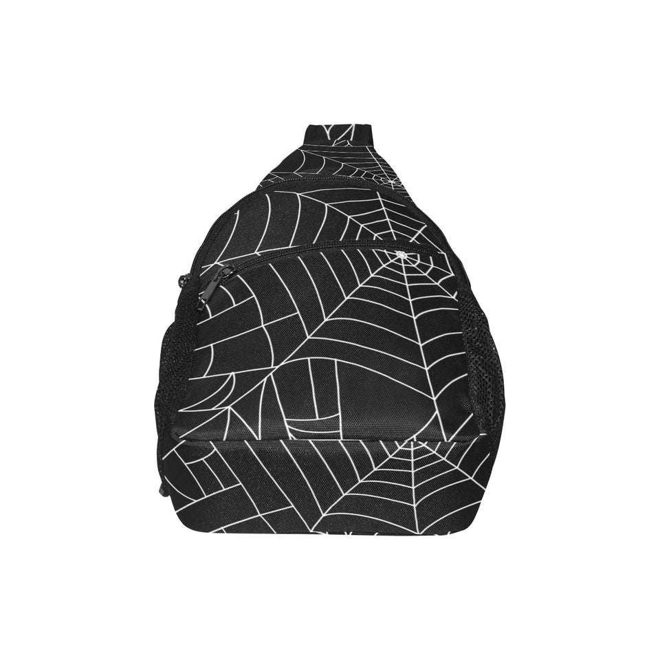 Spider web pattern Black background white cobweb All Over Print Chest Bag