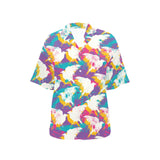 Colorful crow illustration pattern Women's All Over Print Hawaiian Shirt