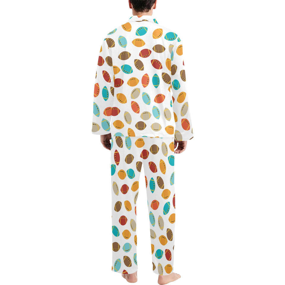 Colorful american football ball pattern Men's Long Pajama Set