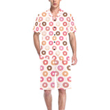 Colorful donut pattern Men's V-Neck Short Pajama Set