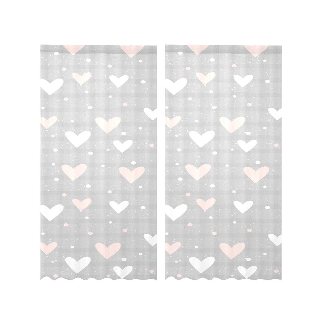 Heart pattern gray background Gauze Curtain