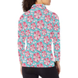 3D sakura cherry blossom pattern Women's Long Sleeve Polo Shirt