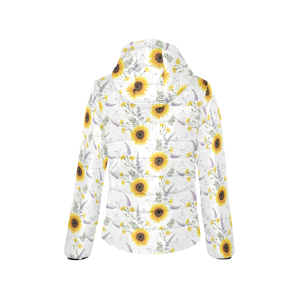 beautiful sunflowers pattern Women's Padded Hooded Jacket
