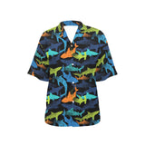 Colorful shark Women's All Over Print Hawaiian Shirt