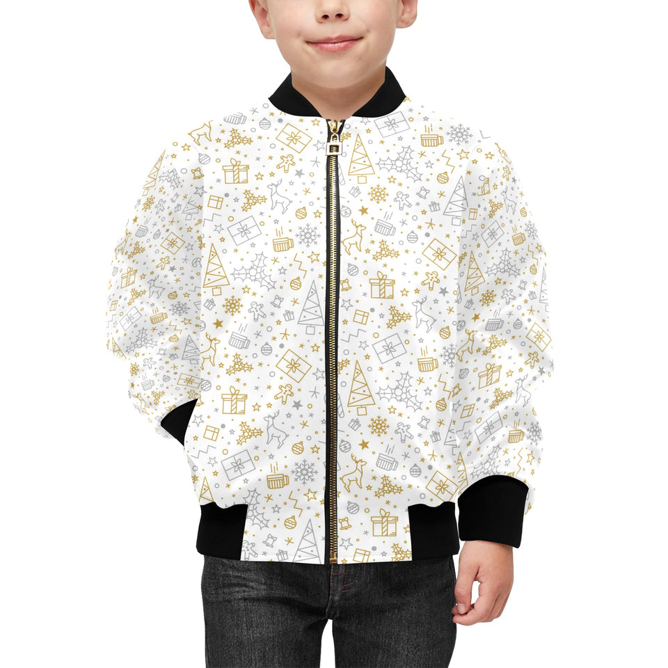 Christmas tree Christmas element Silver gold patte Kids' Boys' Girls' Bomber Jacket