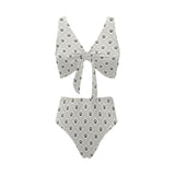 Dog Paws Pattern Print Design 03 Chest Bowknot High Waisted Bikini Swimsuit