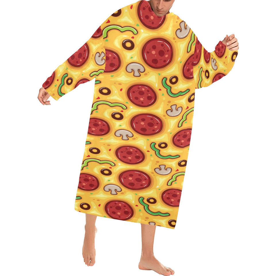 Pizza texture pattern Blanket Robe with Sleeves