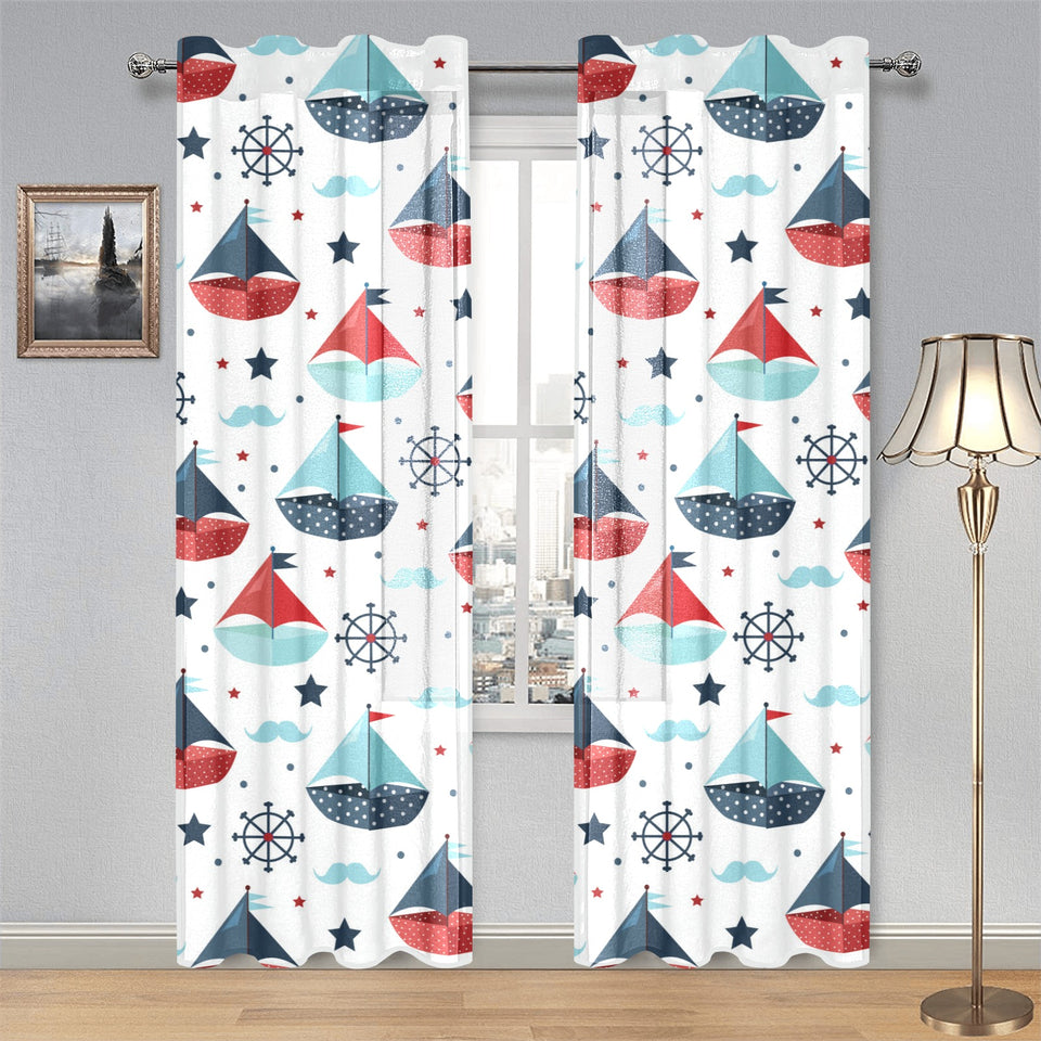 Cute color paper sailboat pattern Gauze Curtain