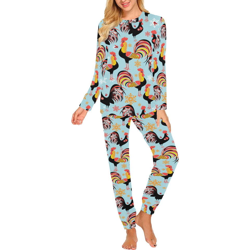 Rooster chicken cock snowfalke Women's All Over Print Pajama Set