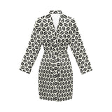 Coffee bean abstract modern pattern Women's Long Sleeve Belted Night Robe