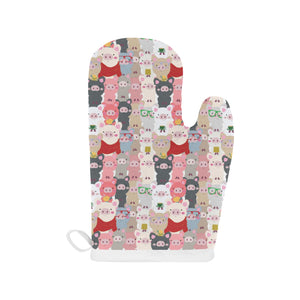 Pig Pattern Print Design 02 Heat Resistant Oven Mitts