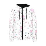Cute poodle dog star pattern Men's Padded Hooded Jacket