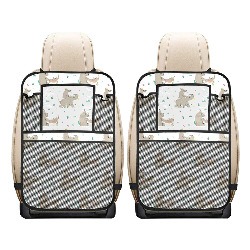 Cute Rhino pattern background Car Seat Back Organizer
