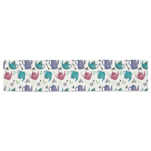Tea pots Pattern Print Design 05 Table Runner