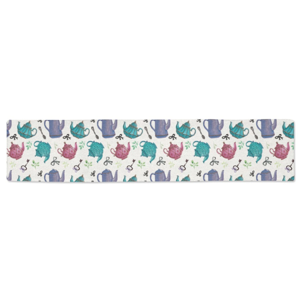 Tea pots Pattern Print Design 05 Table Runner