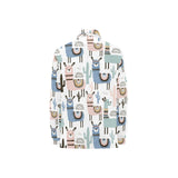 lama Alpaca cactus hand drawn pattern Women's Long Sleeve Polo Shirt